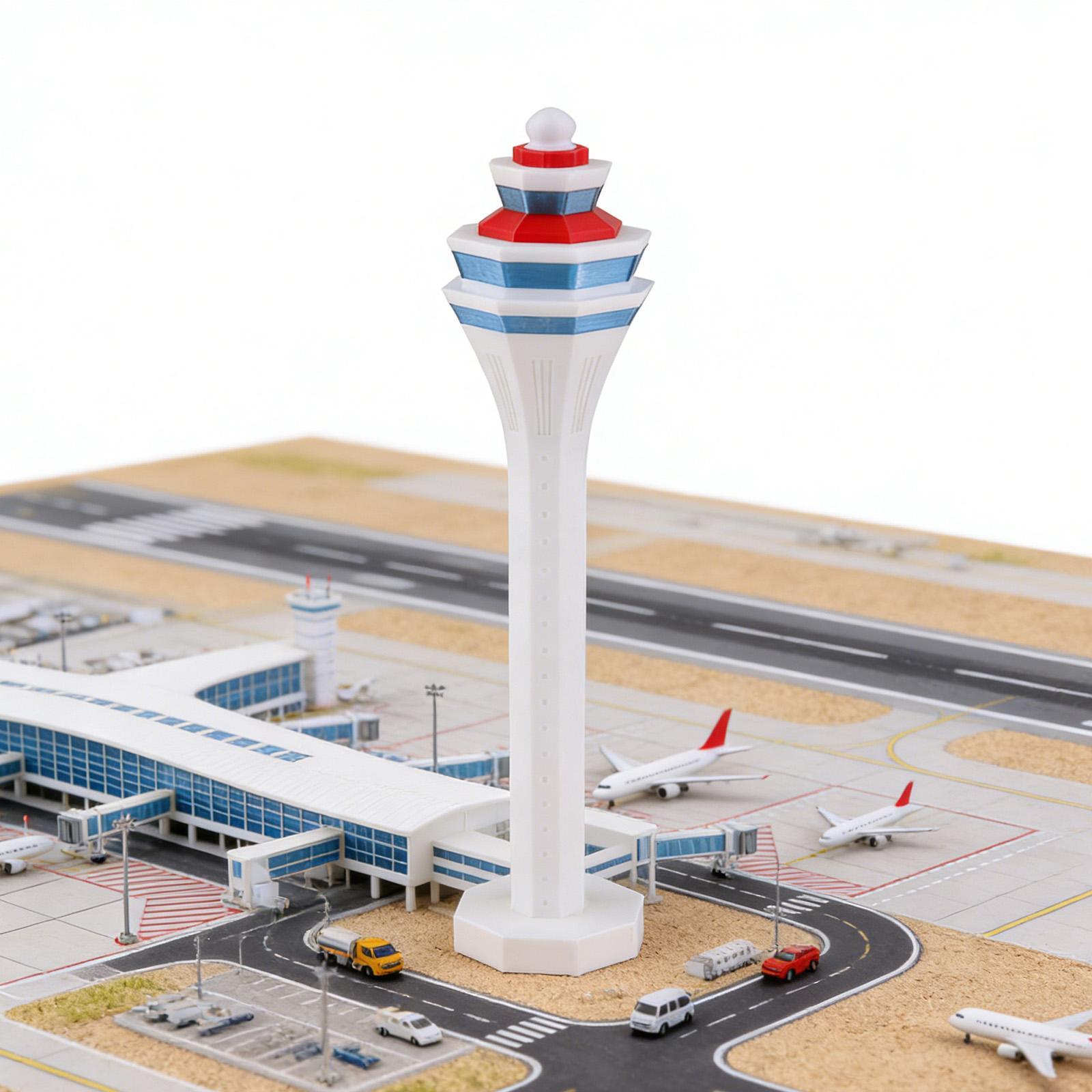 Home Office Simulator - 1:400 Flughafen-Kontrollturm-Modell, Realistisches 1:400 Maßstab Flughafen-Gebäudemodell