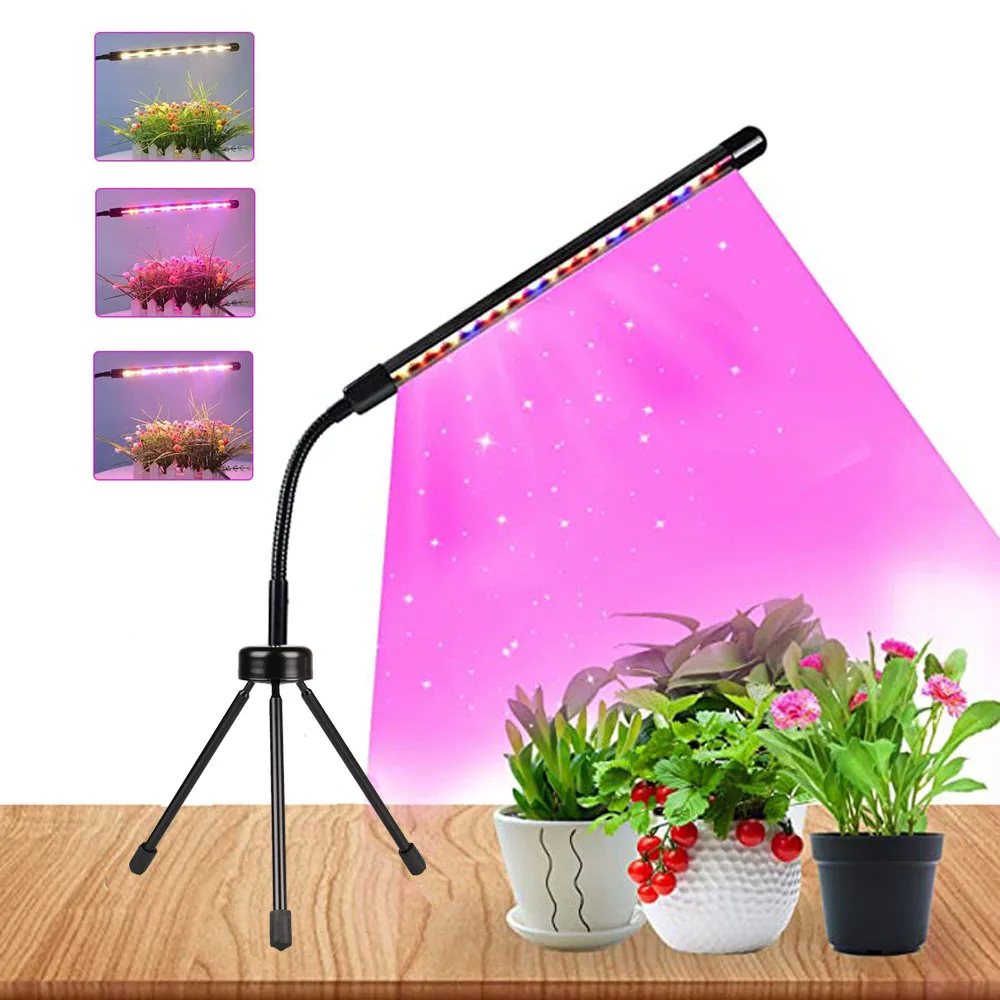 Plant Desk Mini - LED-Pflanzenwachstumslampe mit Mini-Tischstativ, 3-Farben-Vollspektrum-Topfpflanzenlampe, USB-Spektrumschaltung, Dimmen