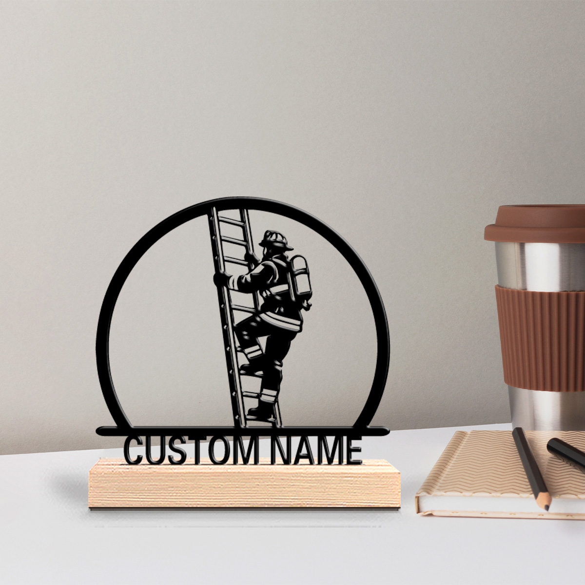 Home Office Logo - 1 Stück Romantische Personalisierte Feuerwehrmann-Metallstatue, Symbolische