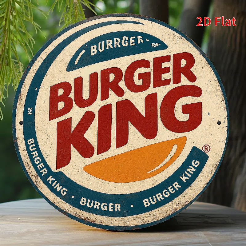 Home Office Logo - Burger King Retro-Holzlogo – Rot-weiße Burger