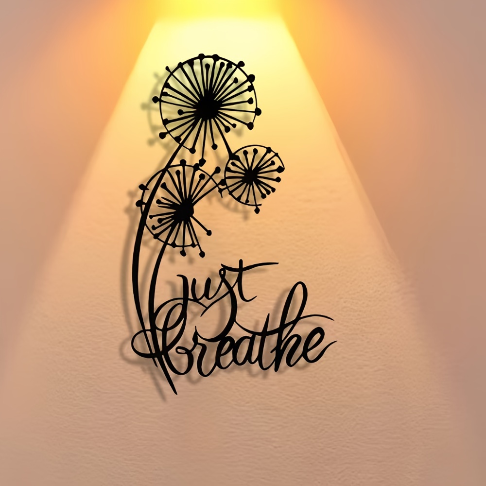English Home Office - CIFBUY Eisen-Wanddekoration, Löwenzahn-Blume, Metallkunst-Schild, elegantes, minimalistisches,