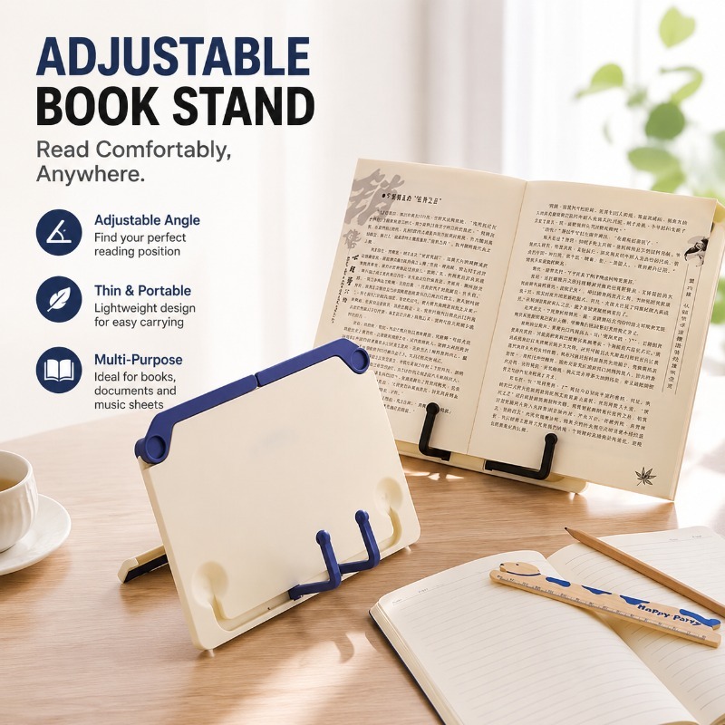 Document Holder Stand - Verstellbarer Lesebuchständer, dünner und tragbarer ABS-Buchhalter