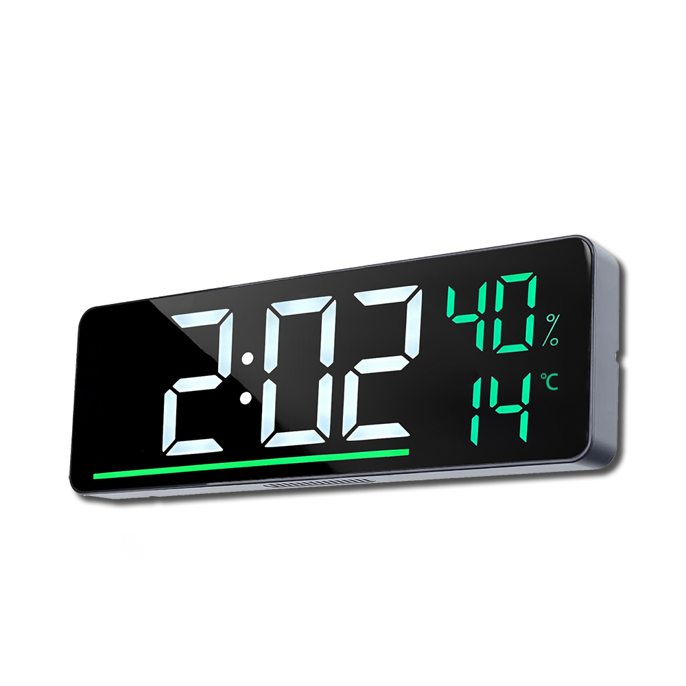Led Desk Clock - LED-Digital-Wanduhr mit Temperatur- und Feuchtigkeitsanzeige, 9,5