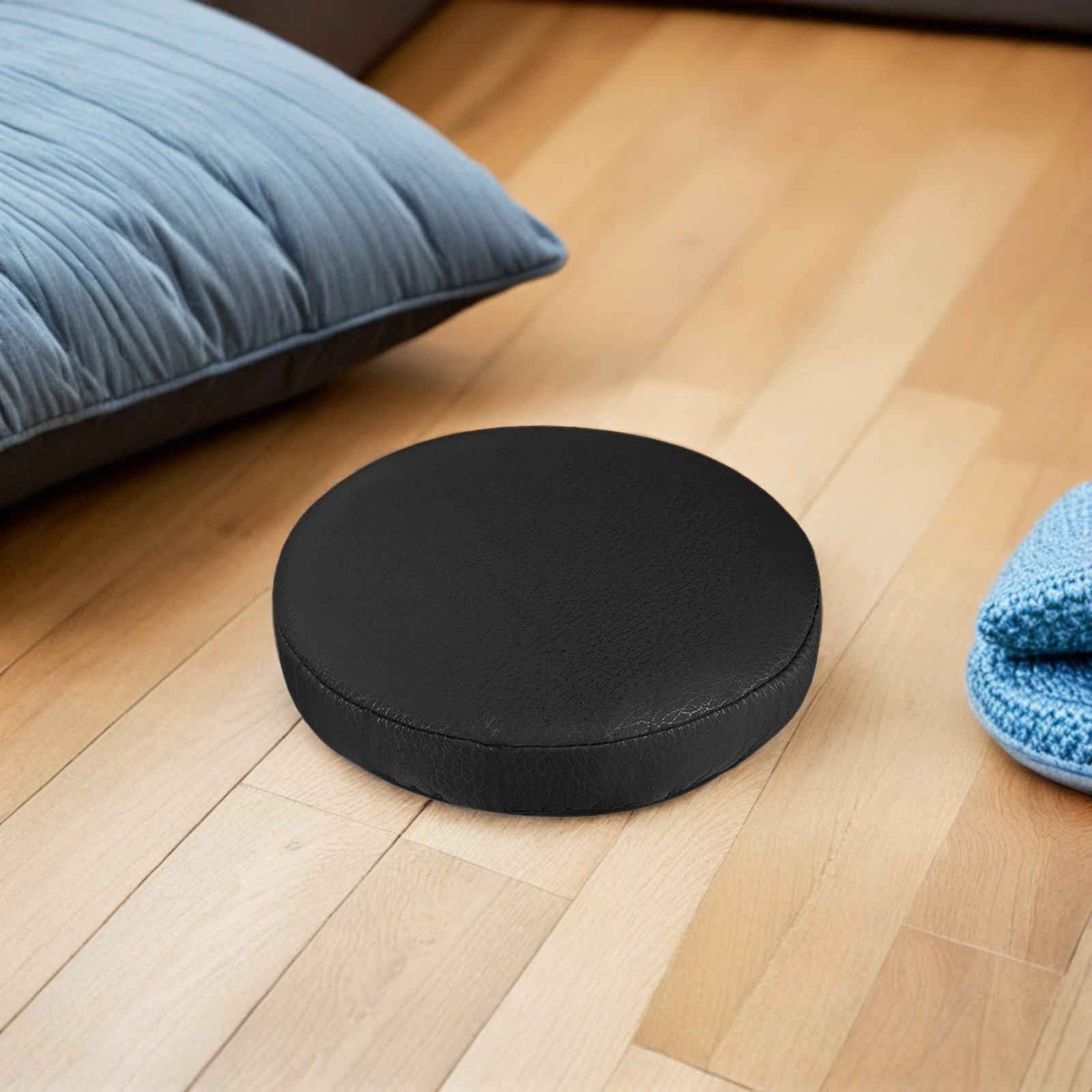 Home Office Sofa - 2 Stück Schwarze Runde Hockerbezüge aus