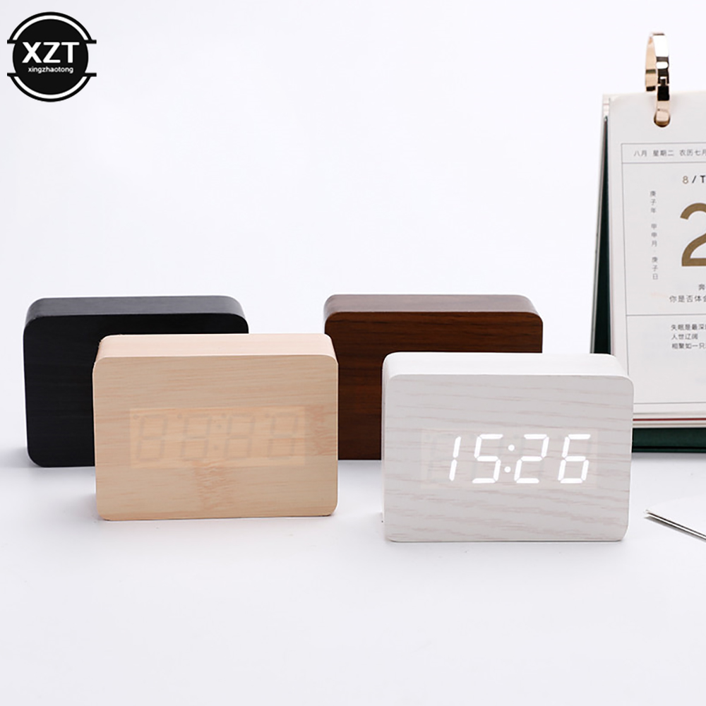 Led Desk Clock - Mode Wecker LED Holz Uhr Tisch
