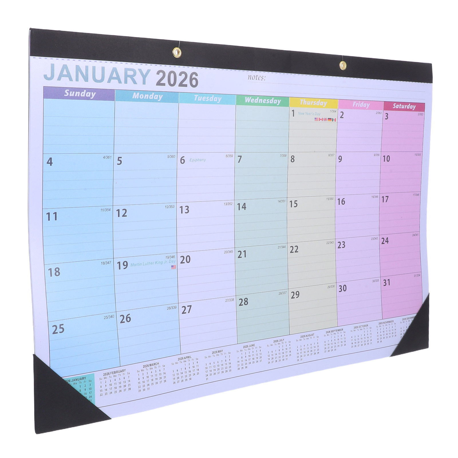 English Home Office - Wandkalender 2026, 18-Monats-Hängeformat, monatliche Anordnung, englische