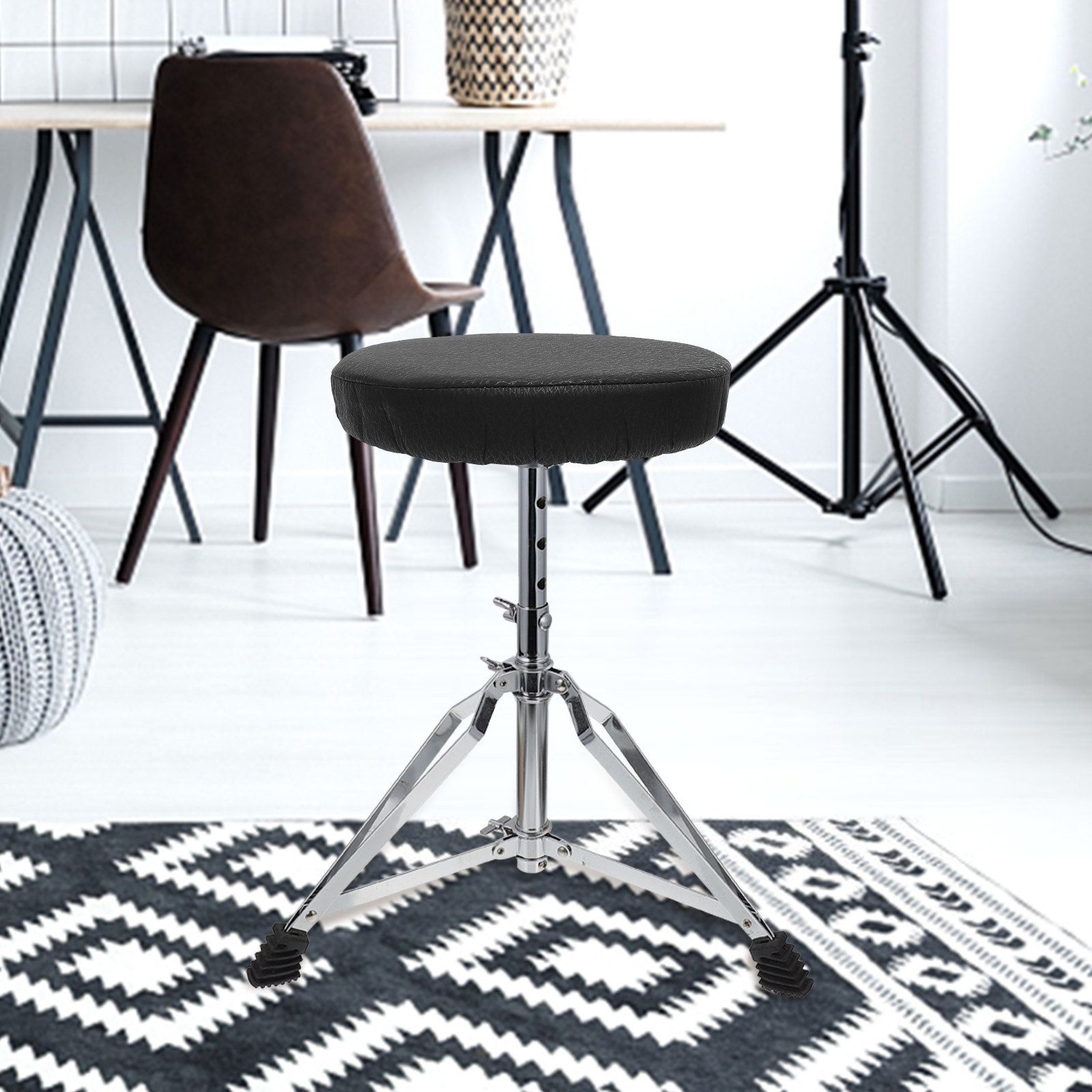 Home Office Sofa - Super Runder Hockerbezug aus Schwarzer Baumwolle