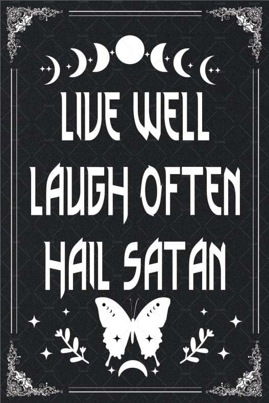 Home Office Inspiration - Gothic-Metall-Blechschild „Live Well Laugh Often Hail
