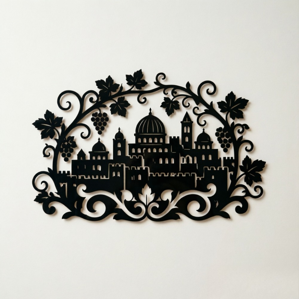 Home Office For - CIFBUY Eisen-Wandkunst Jerusalem Skyline Weinberg Metallschild