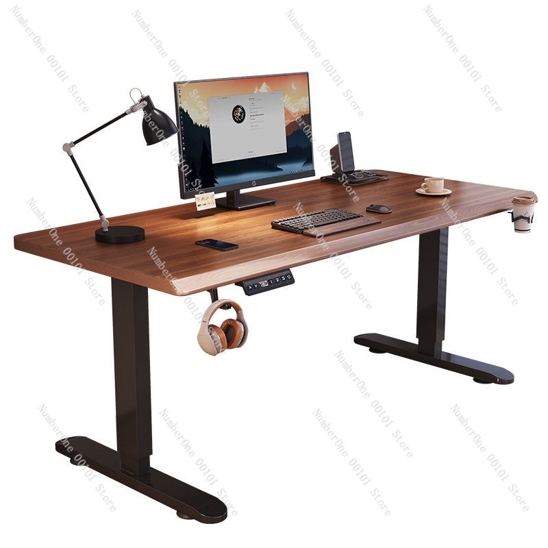 Standing Desk Electric - Premium Elektrisch Höhenverstellbarer Schreibtisch Massivholz Smart