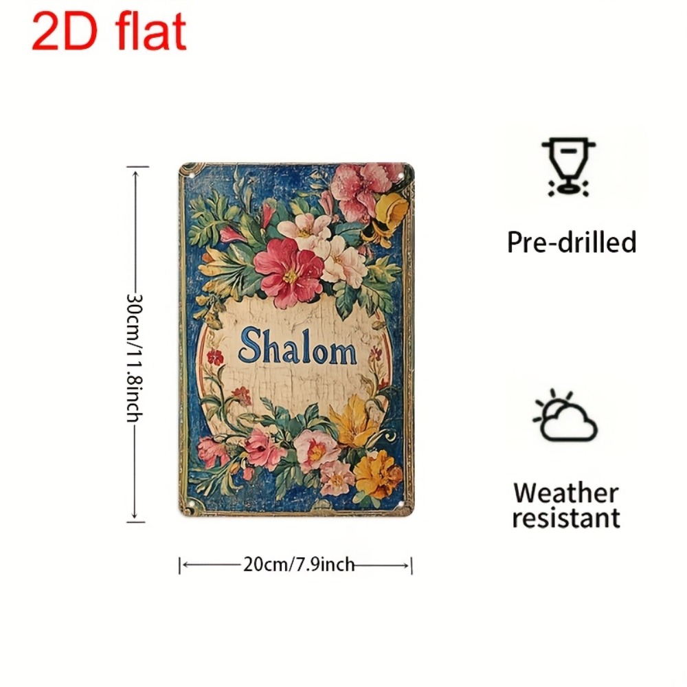 Home Office For - CIFBUY Vintage Floral Shalom Aluminium-Wandkunst, 20,3