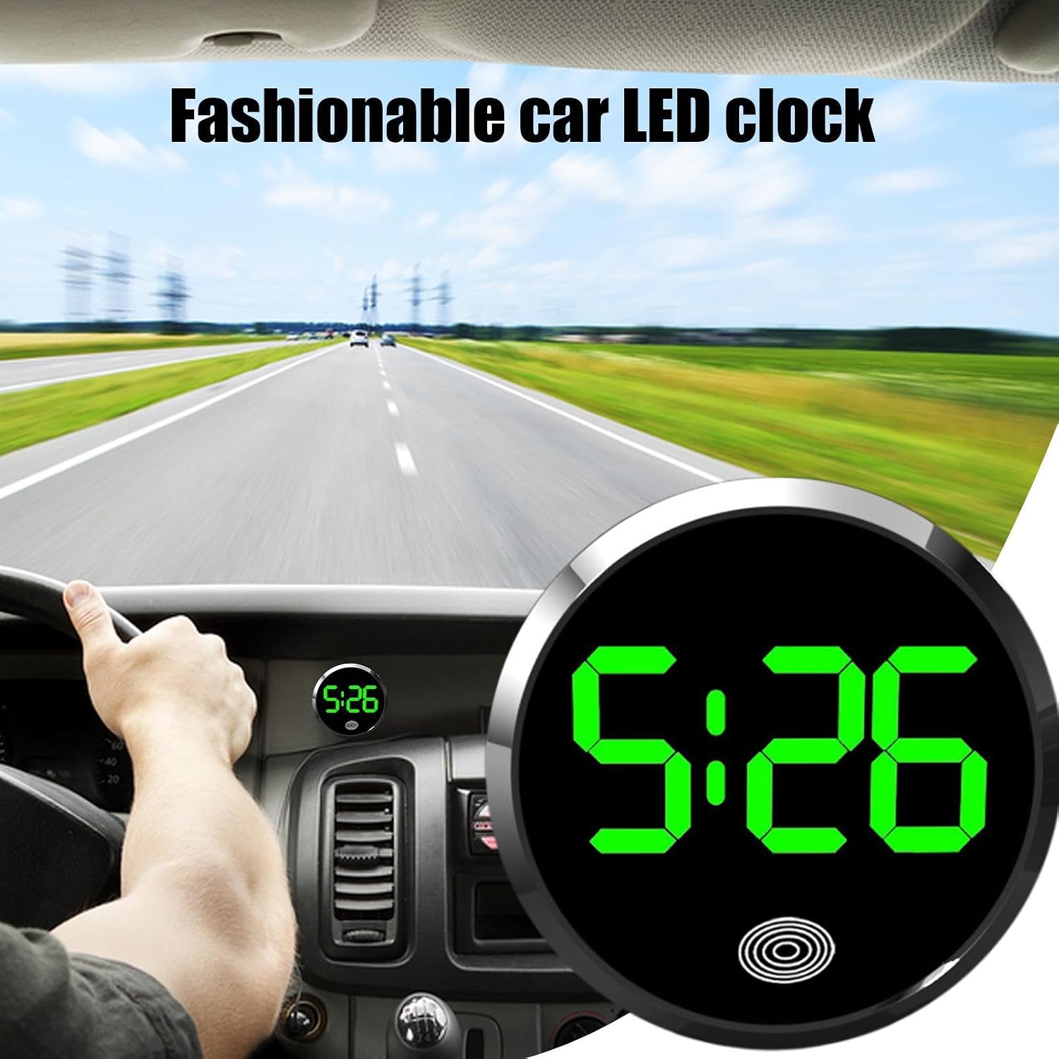 Led Desk Clock - Universelle digitale Auto-Armaturenbrett-Uhr, modische LED-Uhr mit