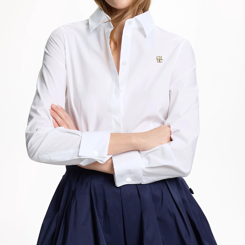 CH Damen Elegantes Weißes Hemd – Home Office Logo Bewertung und Preis