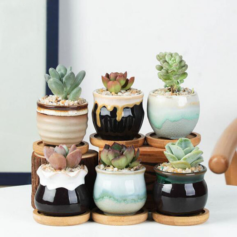 6 teile/satz Keramik Blumentop – Plant Desk Mini Bewertung und Preis